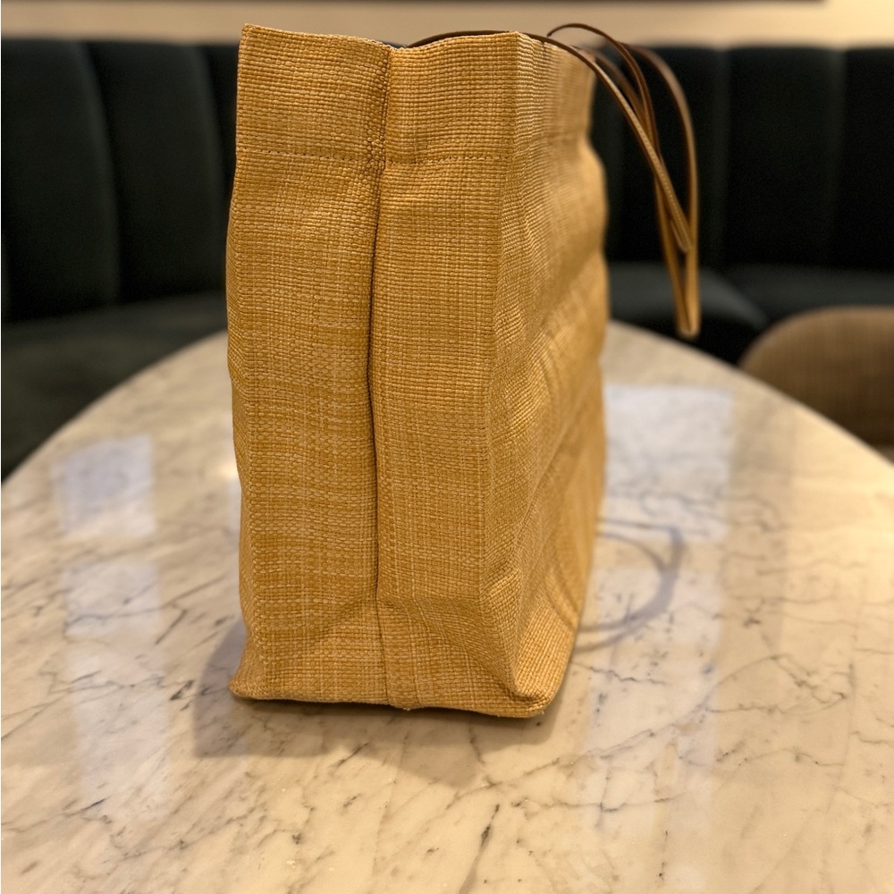 PRADA Straw Tote in Natural Yellow with Brown Logo - Picture 2 of 6